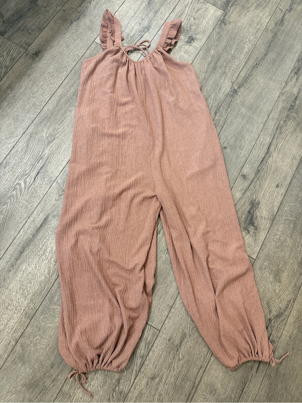 Three Bird Nest Velvet Jumpsuit XL Dusty Rose Boho Wide Leg Romper NWT - Picture 5 of 5